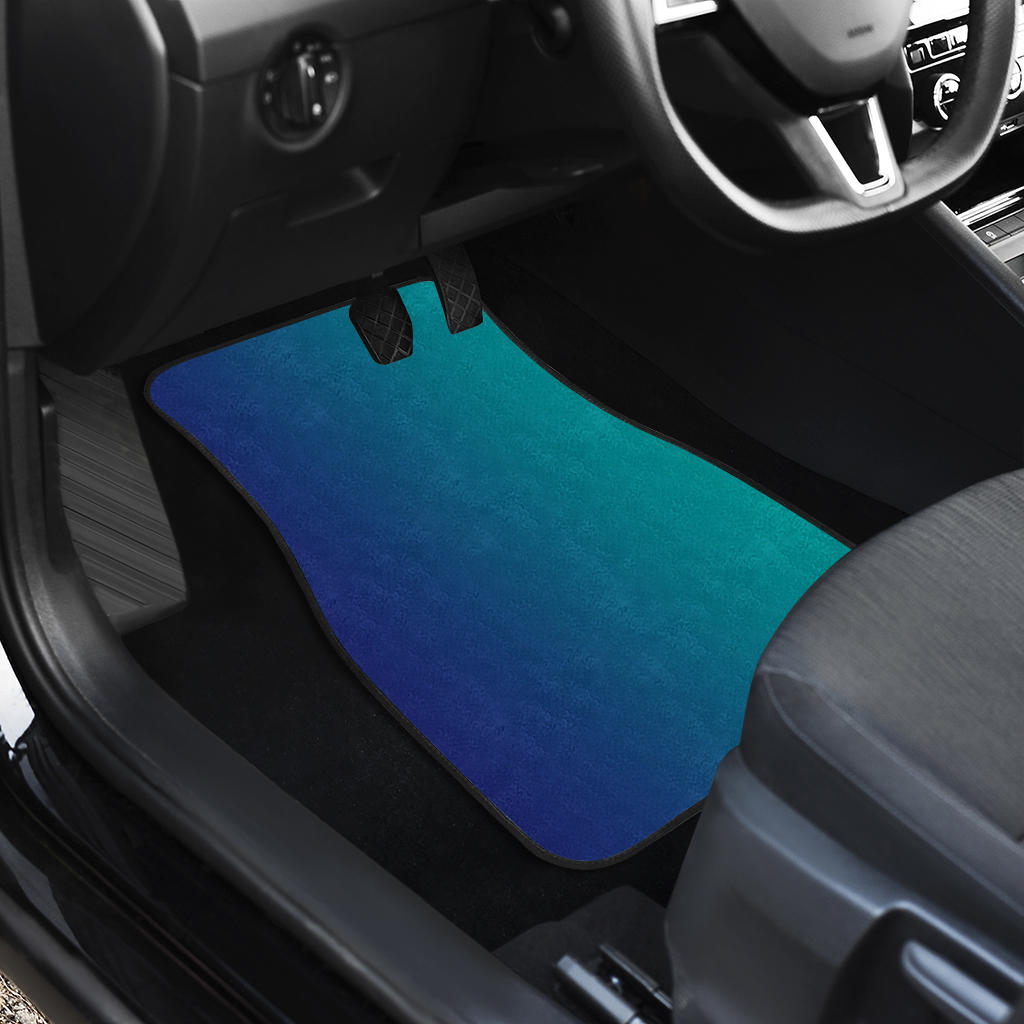 Ombre Blue Turquoise Front And Back Car Mats (Set Of 4)