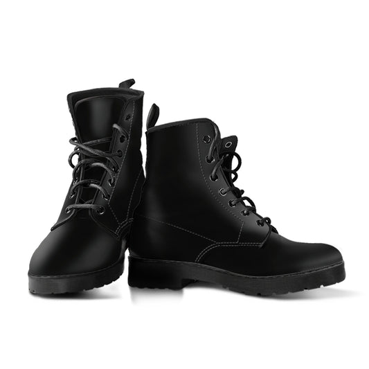 Black Vegan Leather Boots Mens Womens