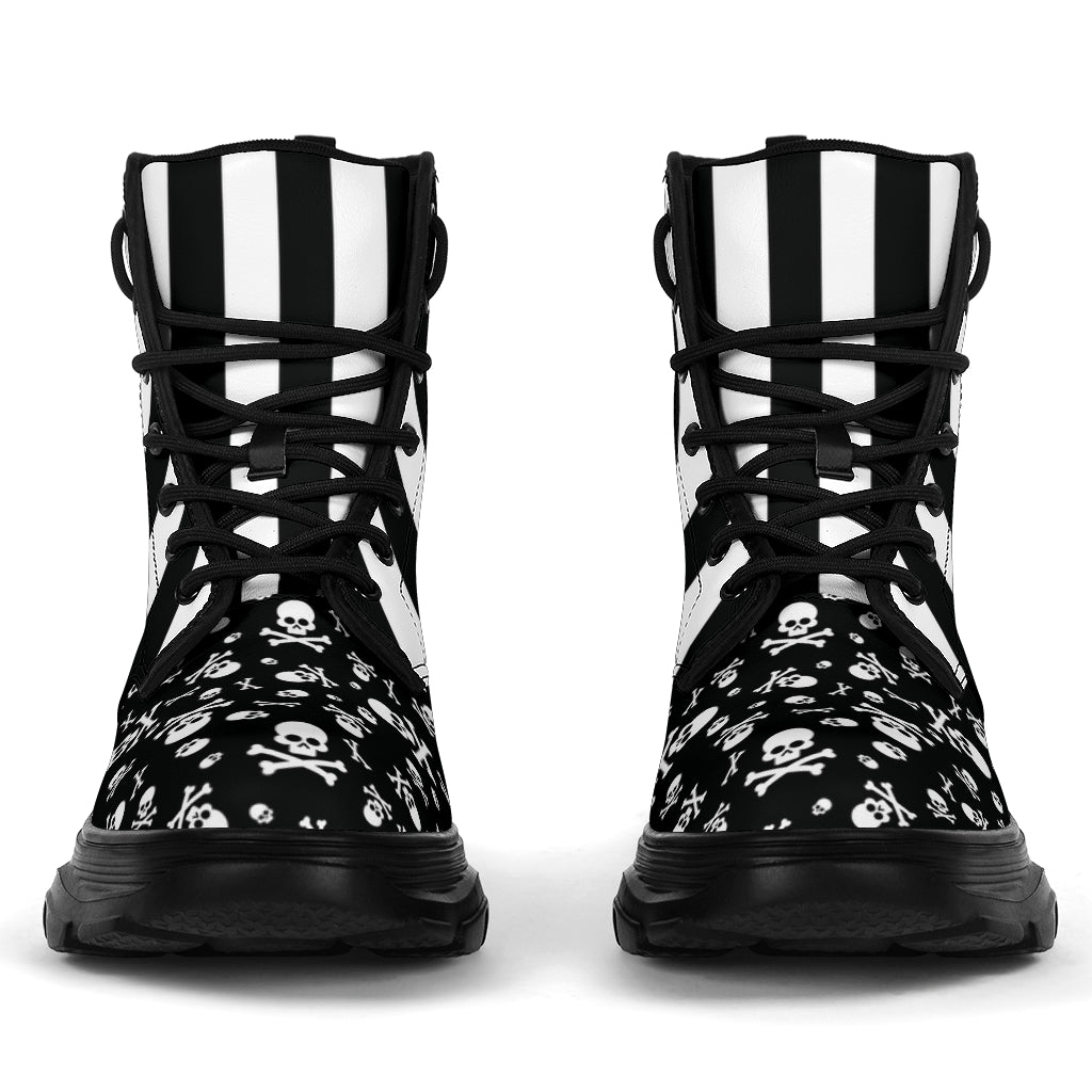 Skulls & Stripes Black and White Boots