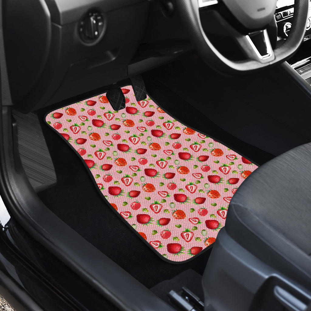 Pink Strawberries Front And Back Car Mats (Set Of 4)