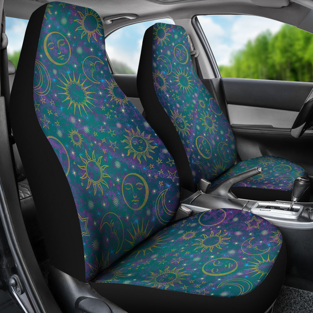 Teal Purple Gold Celestial Car Seat Covers