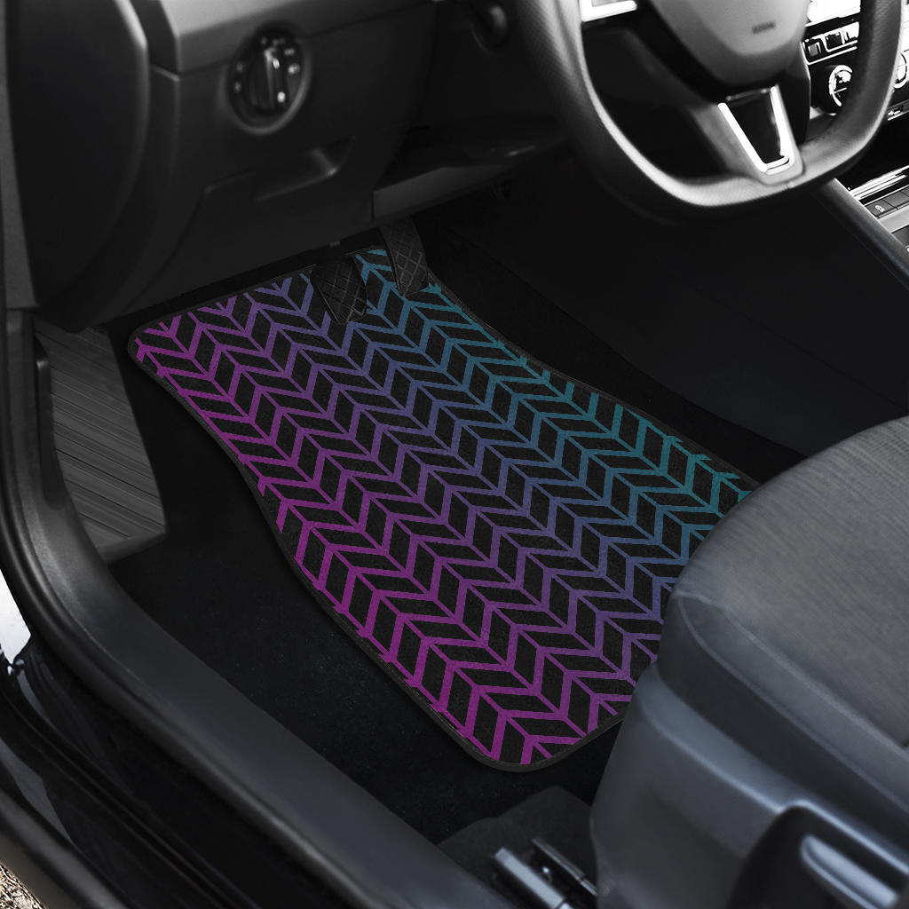 Teal Purple Chevron Front And Back Car Mats (Set Of 4)