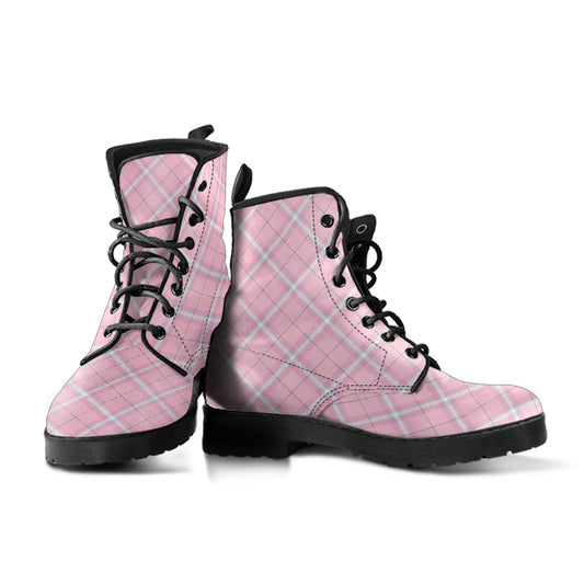 Lt. Pink Plaid 01 Vegan Boots (Mens Womens)