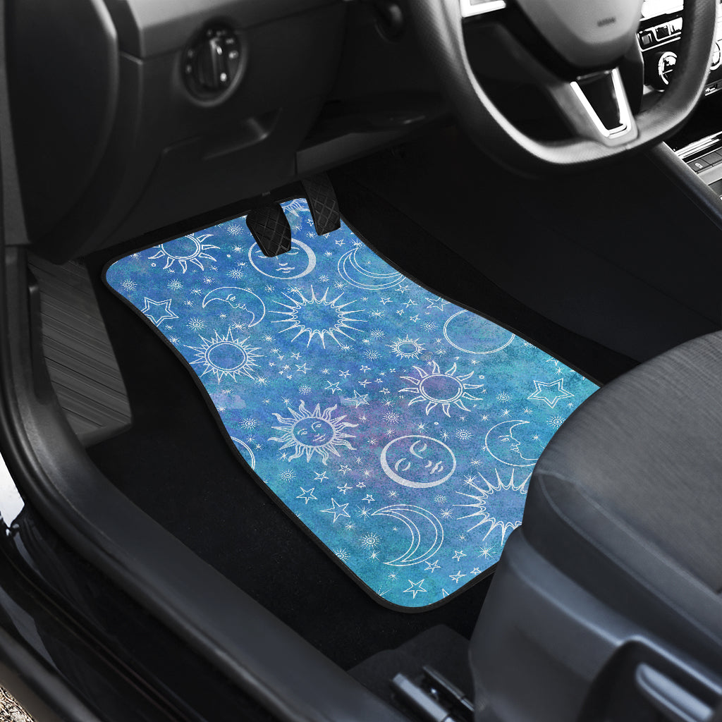 Light Blue Celestial Auto Front And Back Car Mats (Set Of 4)