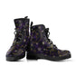 Dark purple boots, celestial boots, ankle boots, lace-up boots, witchy boots