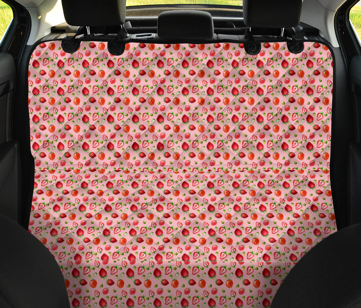 pink and red strawberry pattern auto seat protectors