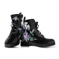 purple watercolor hummingbird boots, ankle boots