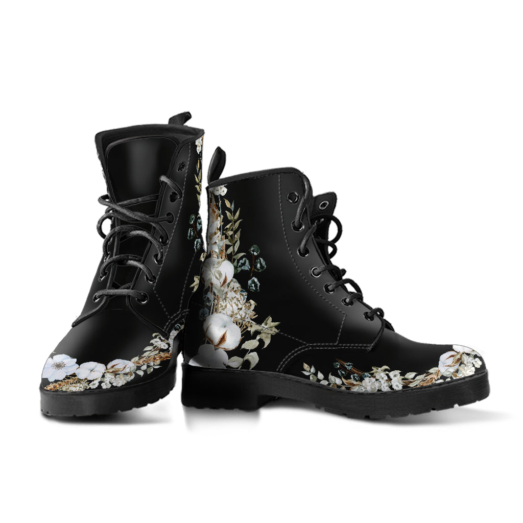 witchy cottagecore white flowers floral ankle boots