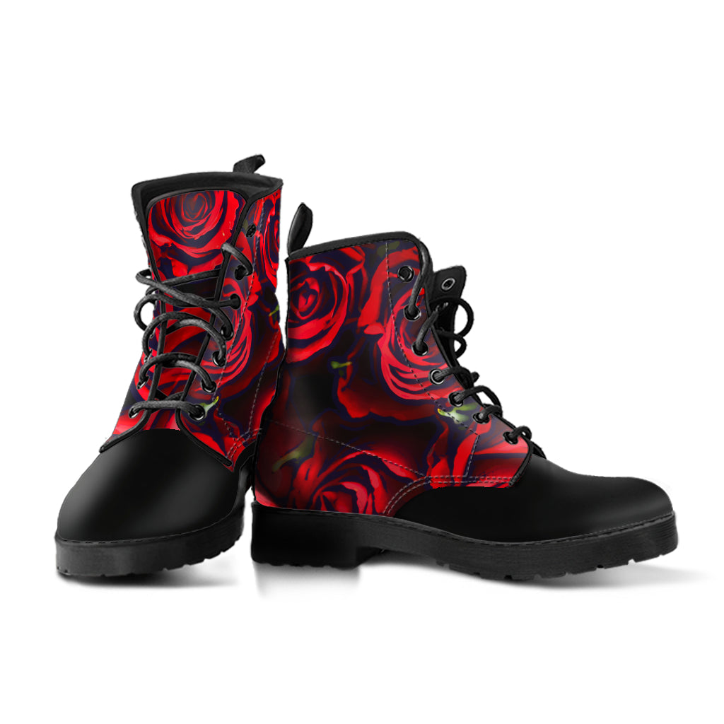 Red Roses Vegan Ankle Boots