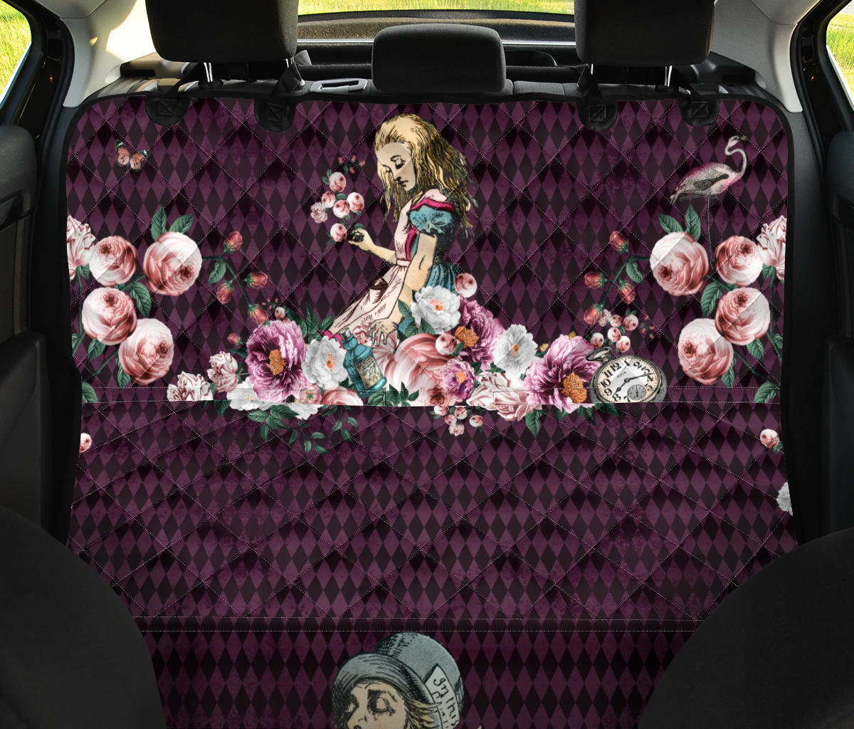 Dk Pink Alice in Wonderland - Car Back Seat Cover