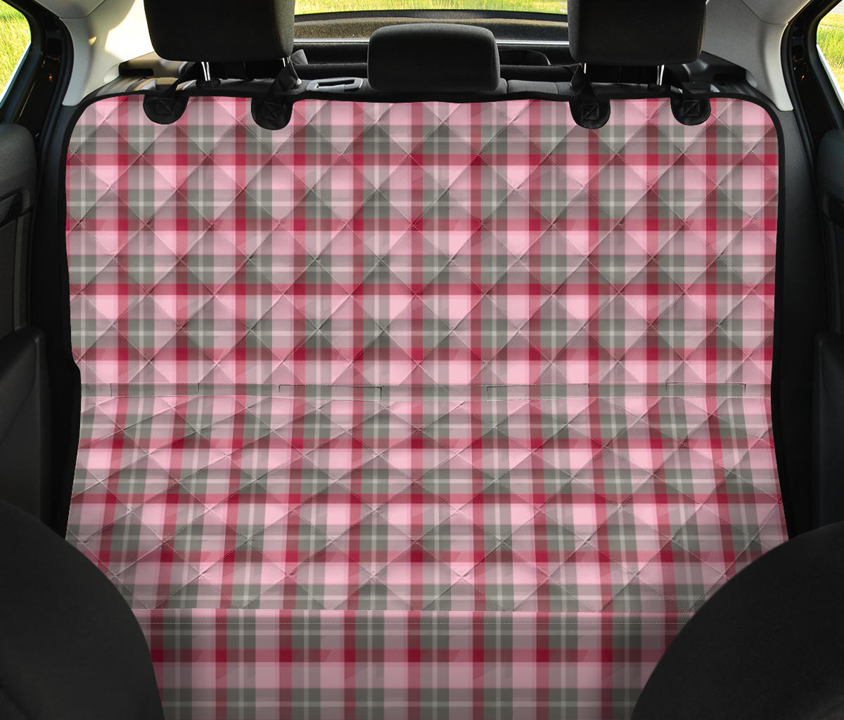 Pink Plaid Car Pet Seat Cover | Auto Back Seat Protector