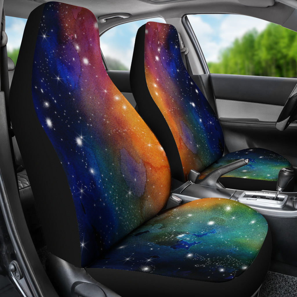 Colorful Outer Space Rainbow Galaxy Car Seat Covers