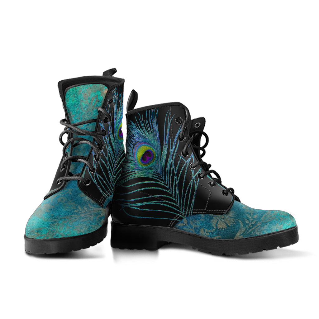 Teal Peacock Vegan Ankle Boots