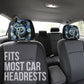 Blue Snakes and Roses Headrest Covers