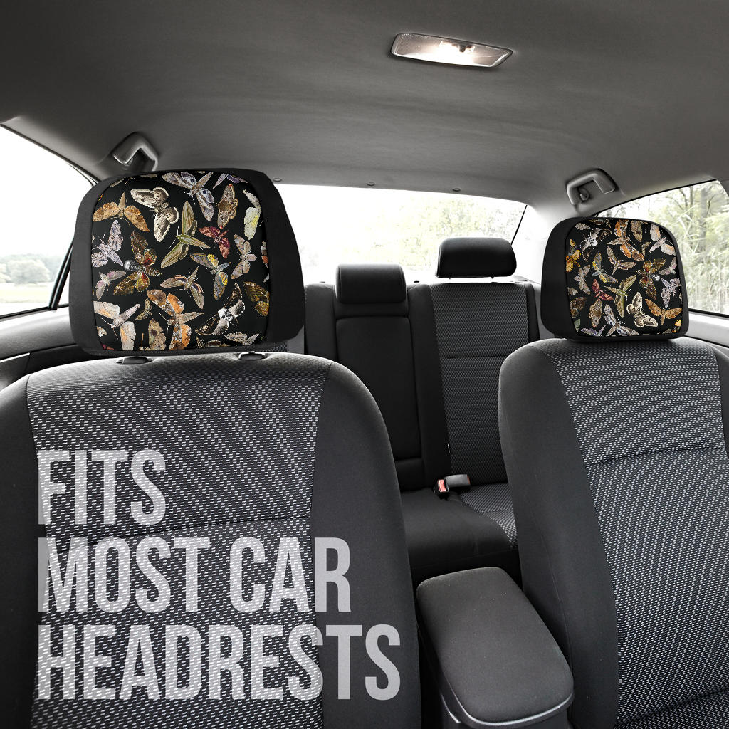 Brown Moths Pattern Car Headrest Covers