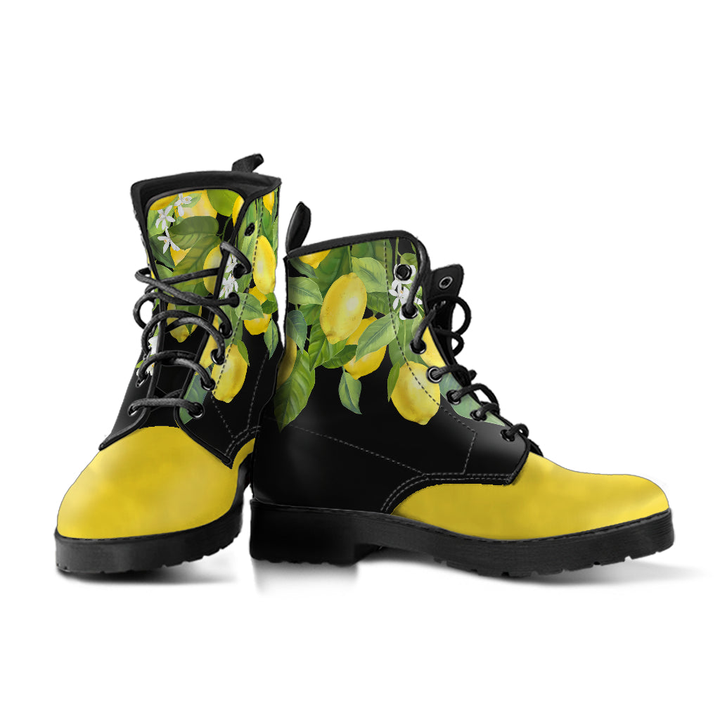 yellow lemons novelty boots, ankle boots