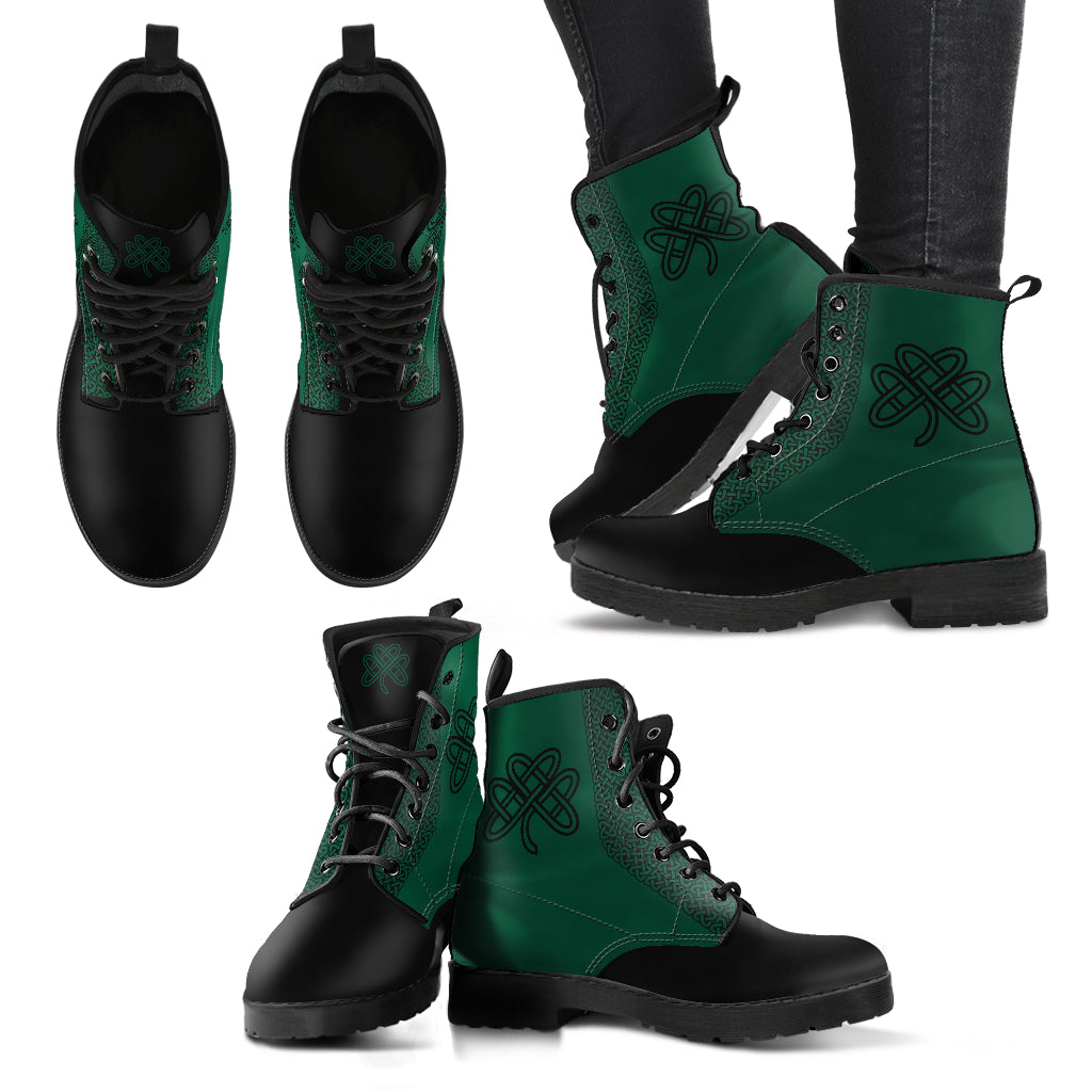 Green Celtic Clover Vegan Boots Mens Womens
