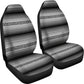 Gray Mexican Blanket Design Printed Car Seat Covers (Set of 2)