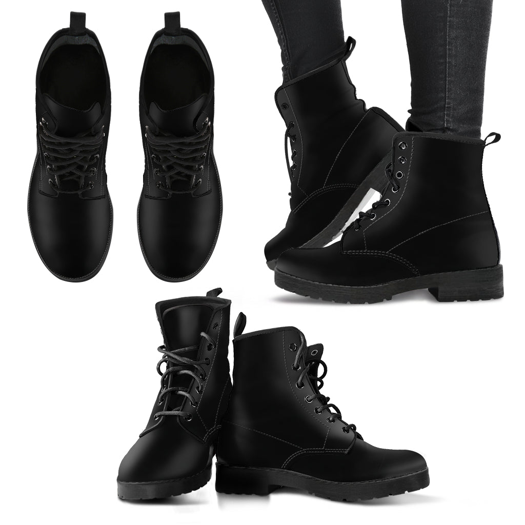Black Vegan Leather Boots Mens Womens