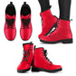 Bright Red Vegan Leather Boots Mens Womens