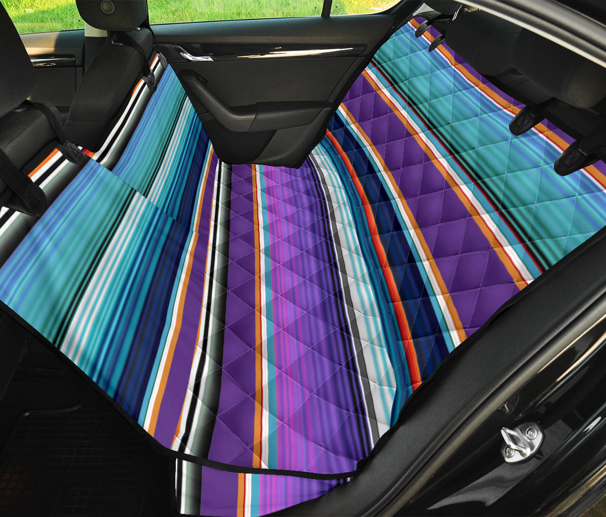 Serape Purple Aqua Auto Pet Seat Cover