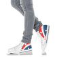 retro patriotic shoes, red white blue high top sneakers