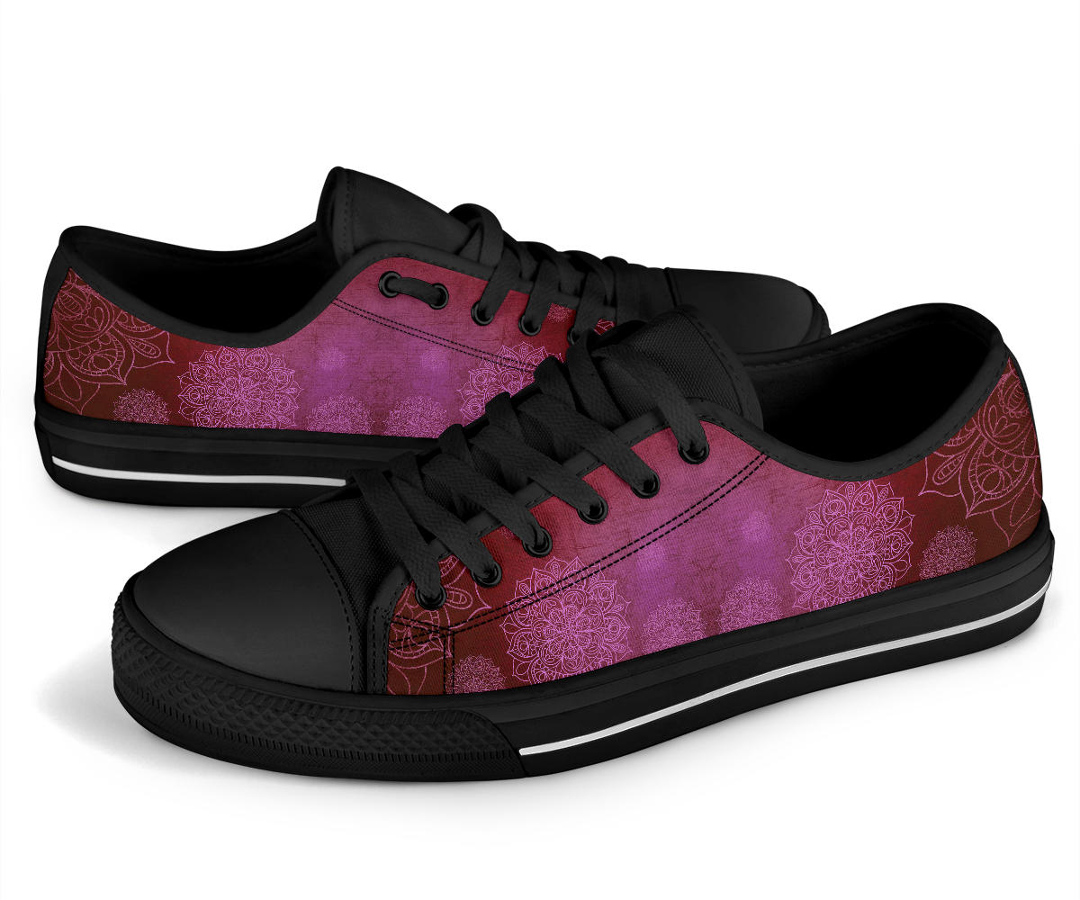 Red Pink Mandala Peace - Low Top Sneakers Shoes