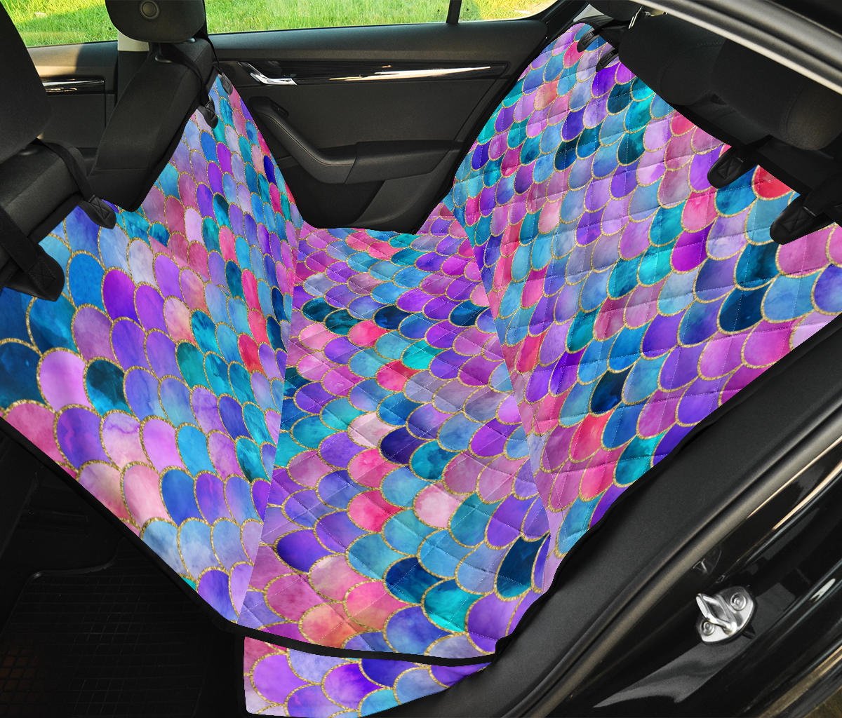 Mermaid Scales Colorful (Large) Car Pet Seat Cover | Auto Back Seat Protector
