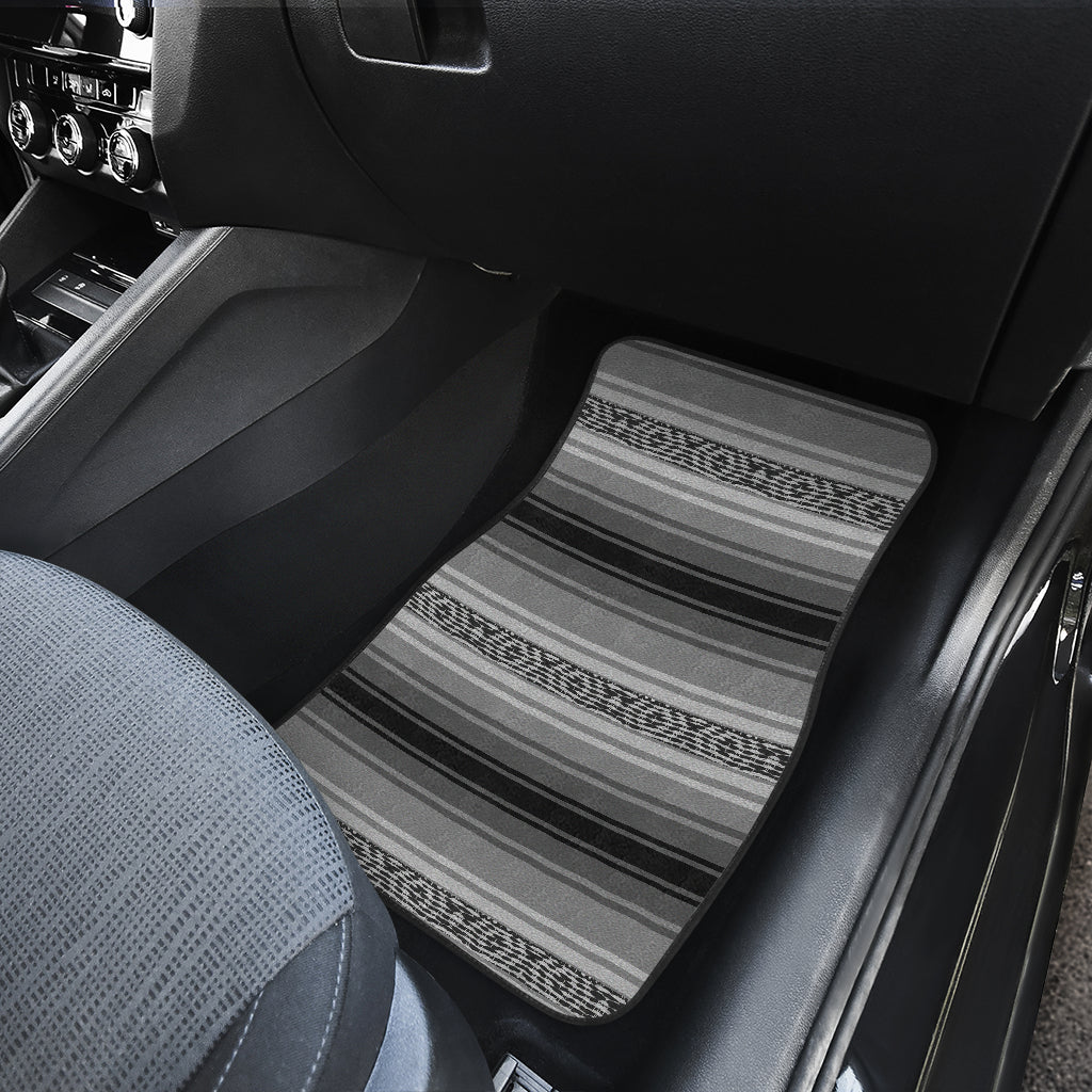 Gray Mexican Blanket Front And Back Car Mats (Set Of 4)