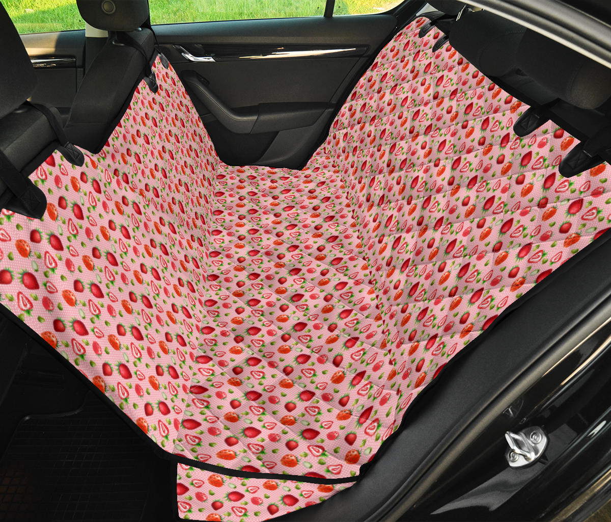 pink strawberries pet seat cover for auto