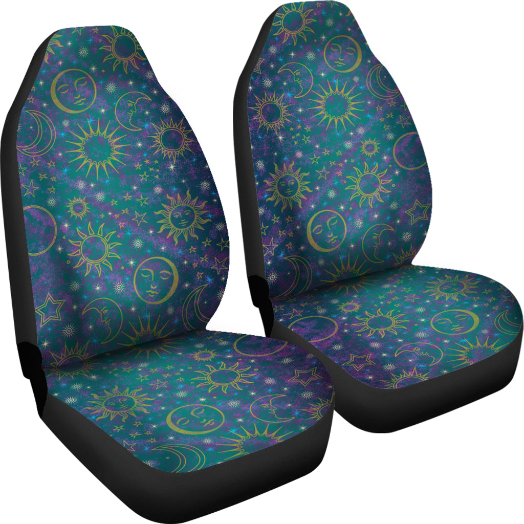 Teal Purple Gold Celestial Car Seat Covers