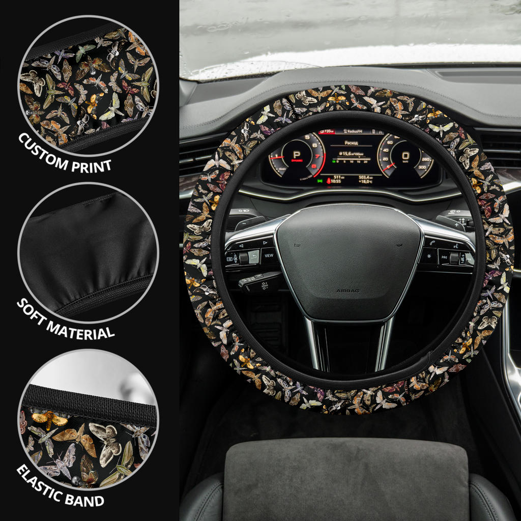 Moths Cottagecore Steering Wheel Cover Neoprene Elastic