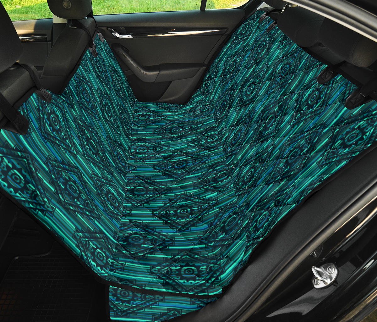 Teal Aztec Car Back Seat Cover Pet Seat Cover