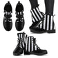 Black White Wide Striped Vegan Boots Mens Womens