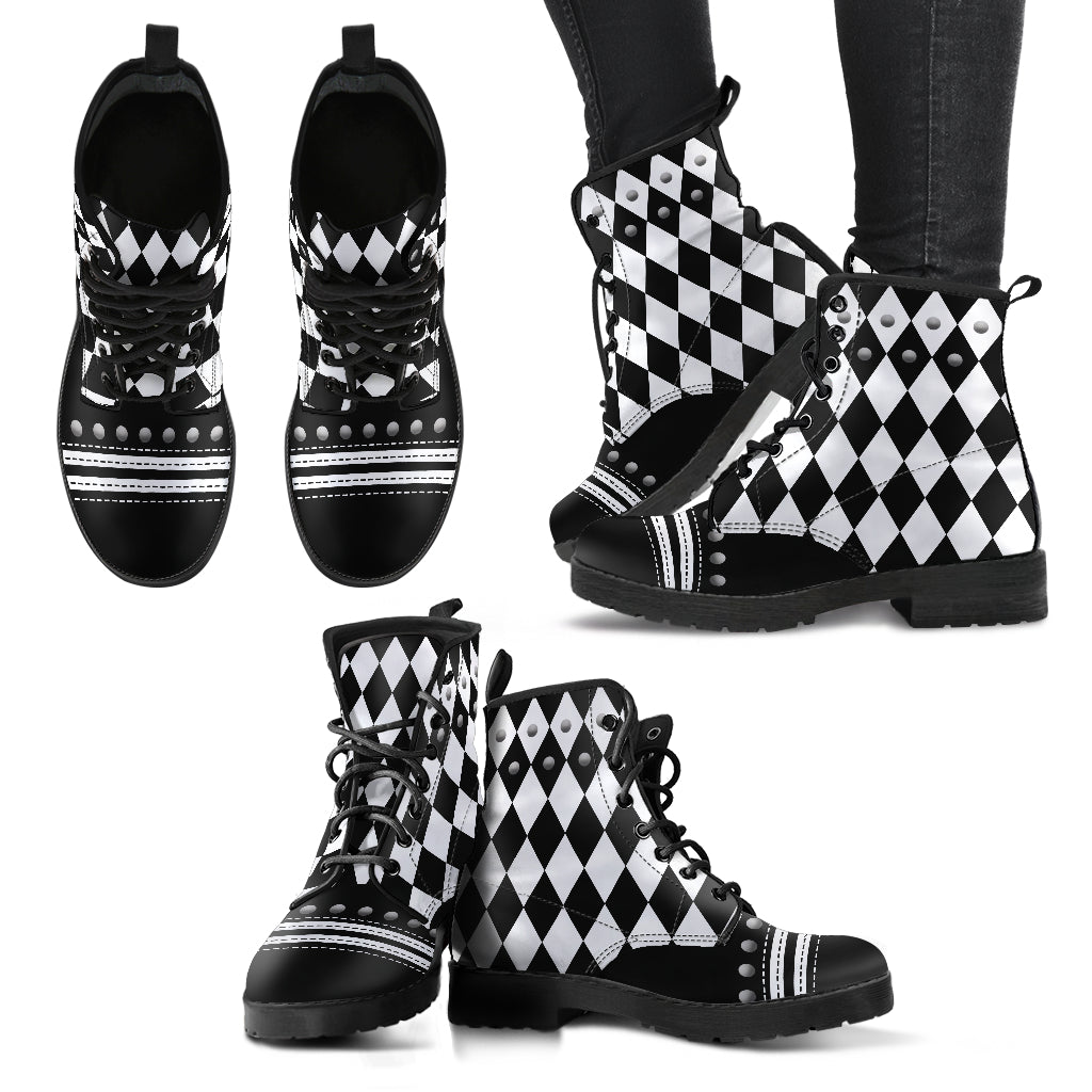 Black & White Diamonds Funky Boots Mens Womens