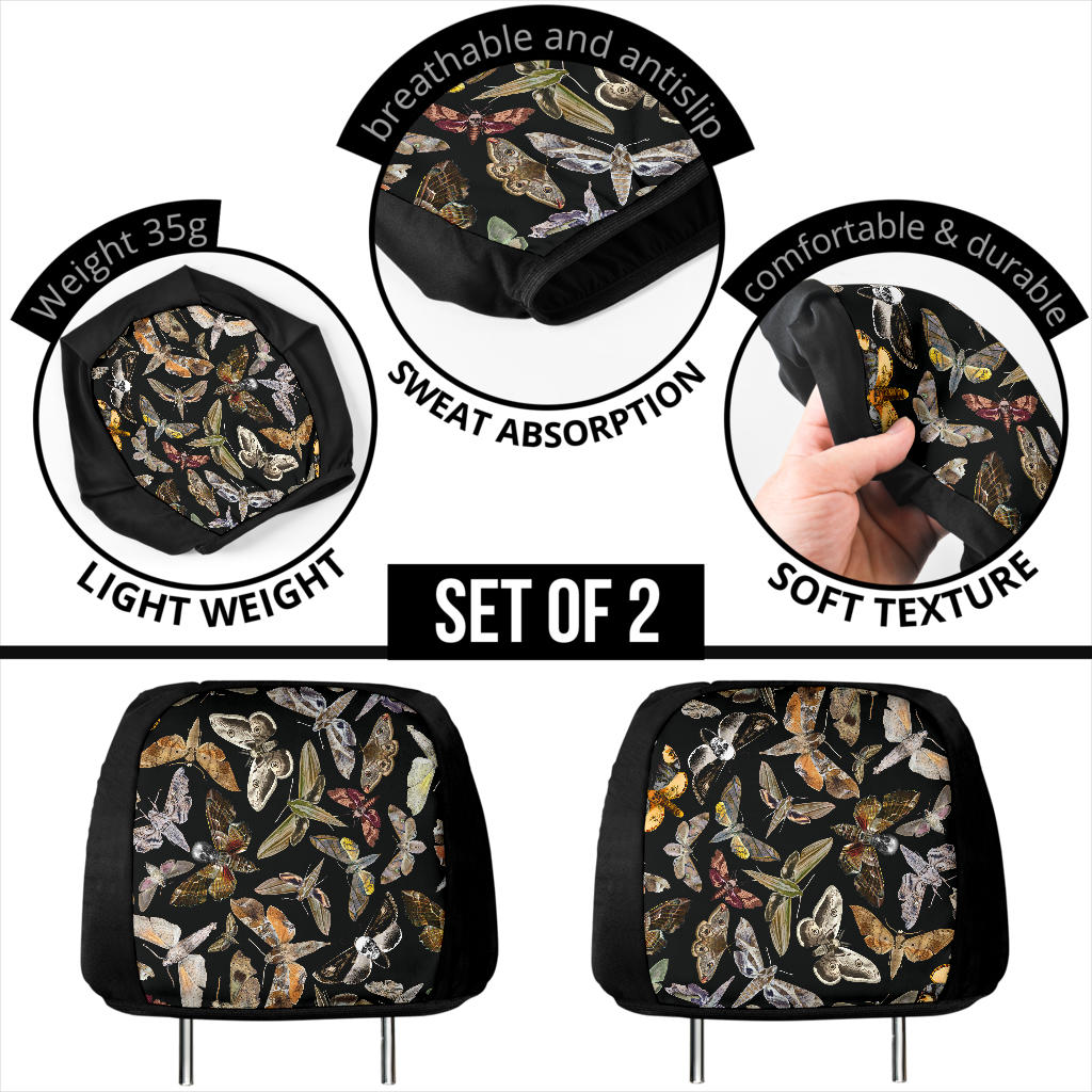 Brown Moths Pattern Car Headrest Covers