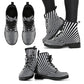 Psychedelic Black and White Striped Vegan Boots