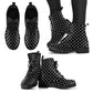 Black white tiny heart boots, lace-up ankle boots for me and women