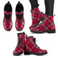 Red Pink Plaid Vegan Ankle Boots