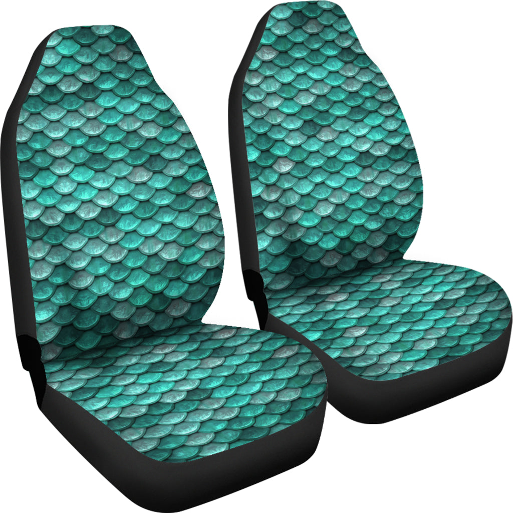 Aqua Blue Mermaid Scales Car Seat Covers