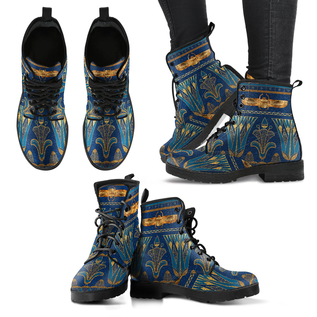 Blue Egyptian ankle boots