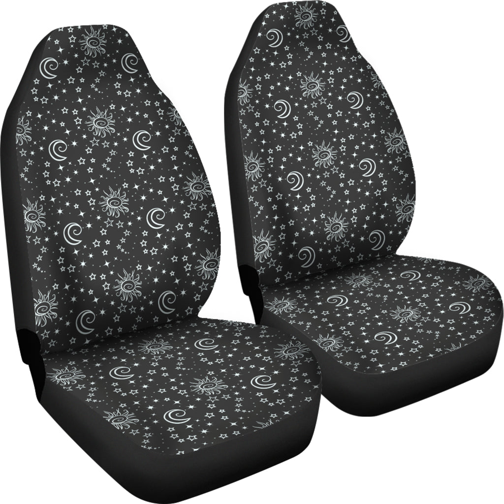 Charcoal and White Celestial Car Seat Covers