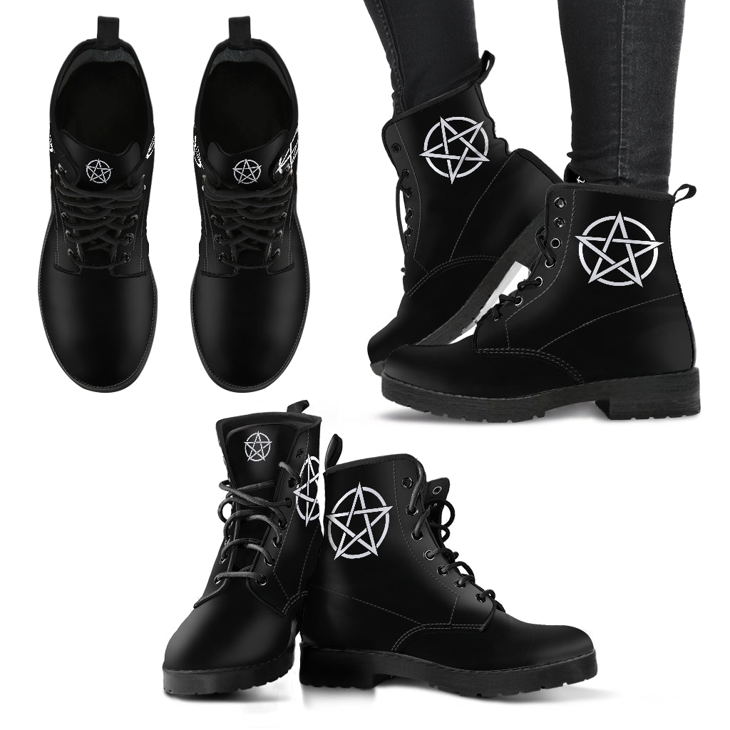 Pentacles Pentagrams Vegan Ankle Boots