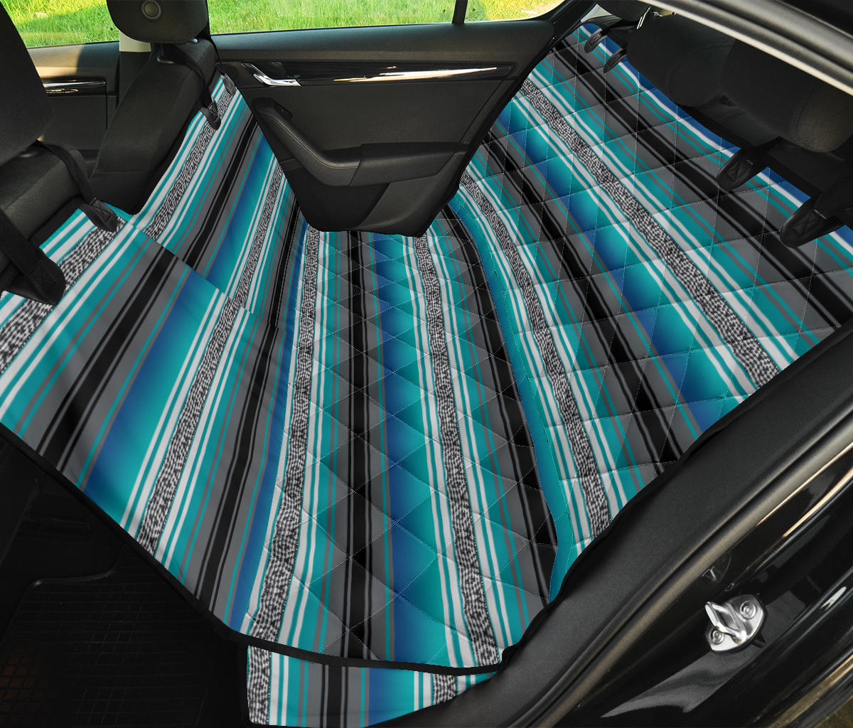 Turquoise Mexican Blanket Auto Pet Seat Cover