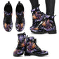 purple dragon boots, floral goth ankle boots