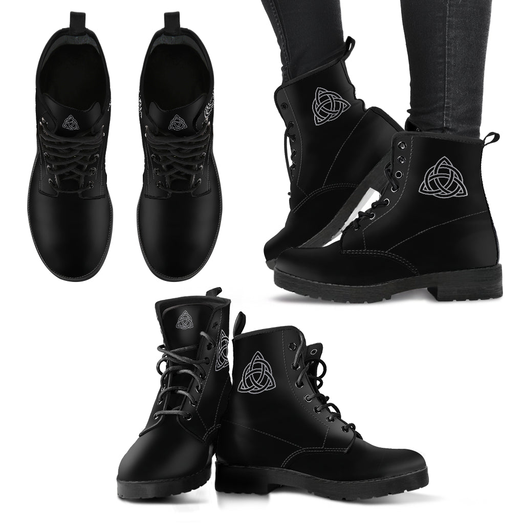 Black Triquetra Vegan Witch Boots