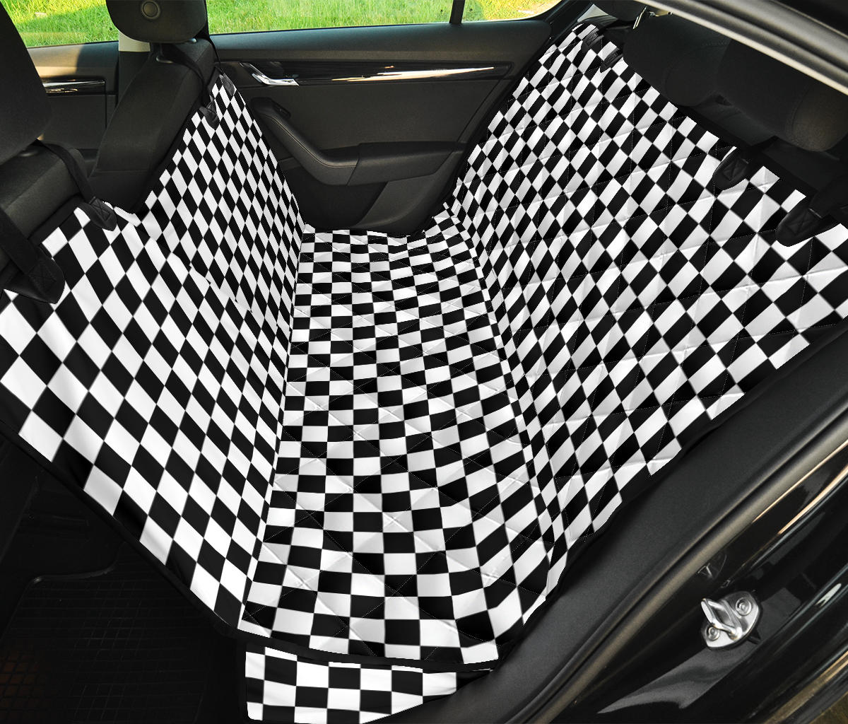 B&W Large Checkers Car Pet Seat Cover