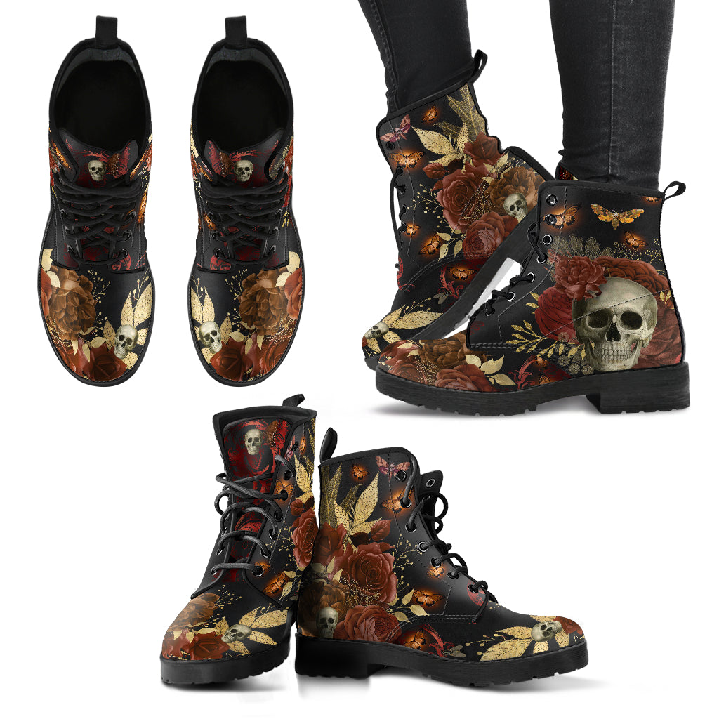 Autumn Goth Skulls Vegan Boots
