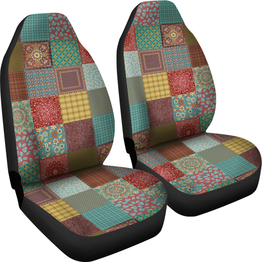 Boho Patchwork Earthy Car Seat Covers (Set of 2)