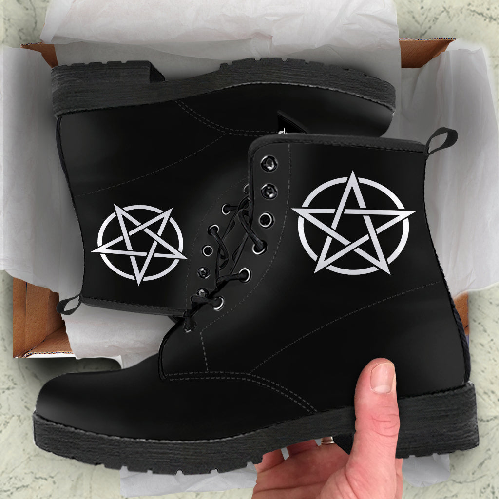 Pentacles Pentagrams Vegan Ankle Boots